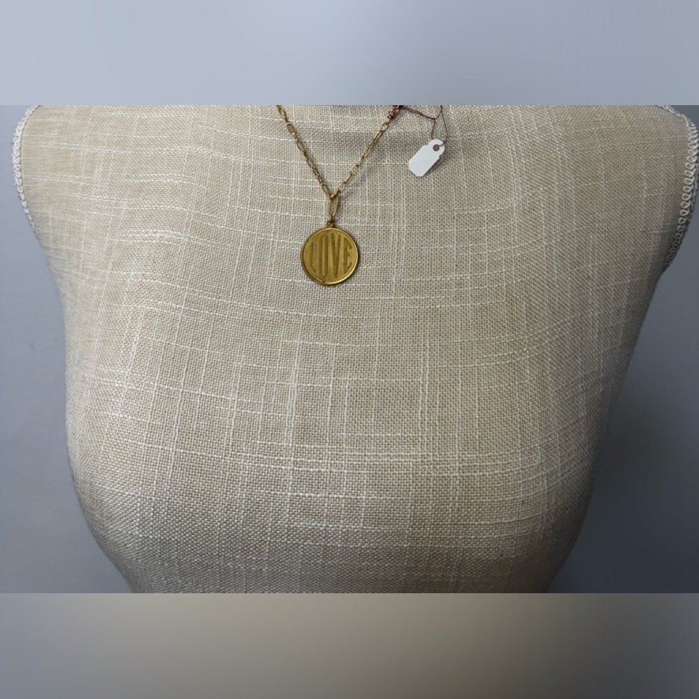 Gold Paper Clip Chain with a LOVE Pendant